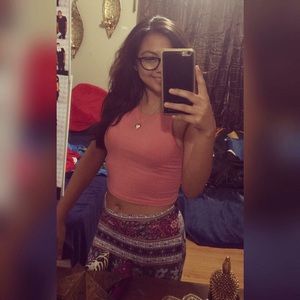 Light peachy halter crop top